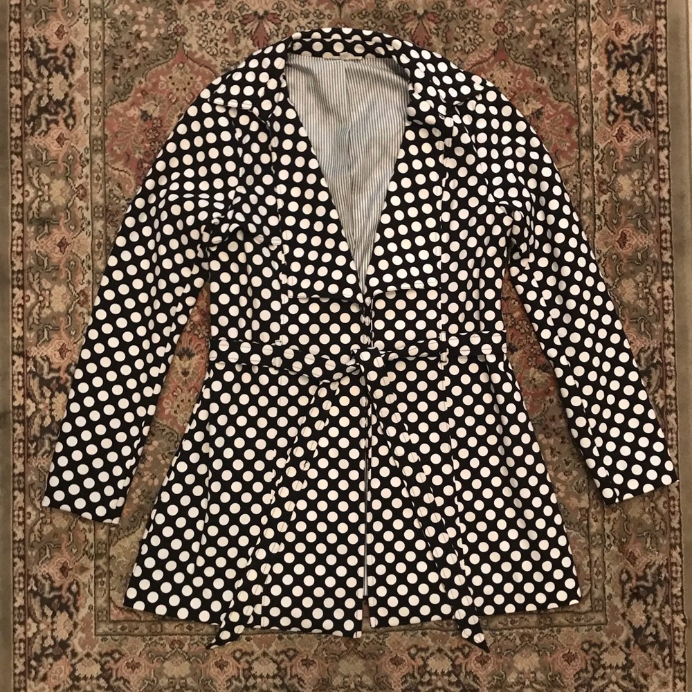 41 Hawthorn black & white polka dot trench
